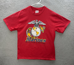 Vintage Hanes Shirt Adult Large Red Single Stitch United States Marines 90s