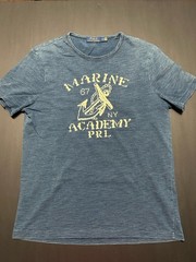 Polo Ralph Lauren Indigo Blue EMBROIDERD MARINE ACADEMY PRL Tee Shirt Men M