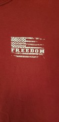 Mens Small Red Patriotic Graphic Tee. Cotton. Short Sleeve. Light Weight Machine