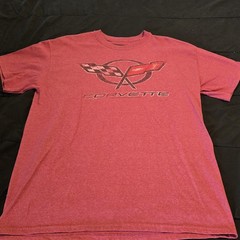 Corvette T-Shirt Mens Large Red GM Chevrolet Official License Race Flag Retro