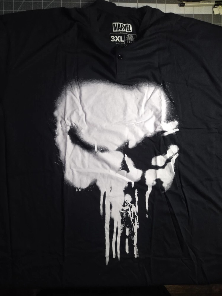 Loot Crate 2019 Marvel’s Punisher Frank Castle Skull Henley T-Shirt CHOOSE SIZE
