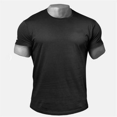 Solid Color Running Sport Short Sleeve T-shirts Gym Bodybuilding Workout Cotton