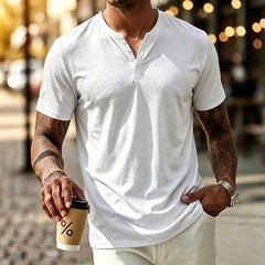 Men’s Summer Solid Color Slim Fit Cotton T-shirt Short Sleeve Casual Streetwear