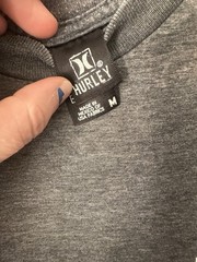 Hurley Men’s T-Shirt M Gray Crew Neck Short Sleeve Graphic Logo Cotton Knit