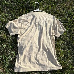 Nike Cream T-Shirt With Blue Swoosh Embroidered Logo