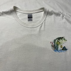 Bass Fishing Art T-Shirt Mens Large Living The Reel Life Dad Lake Beach Fish Y2K