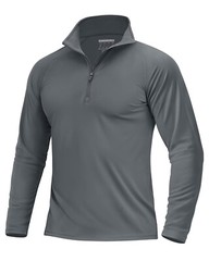 UPF 50+ Mens Long Sleeve T-Shirt 1/4 Zip Sun Shirt Quick Dry Fishing Hiking Tops