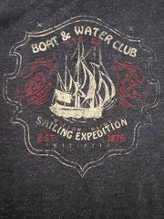 G.H. Bass Wilton Maine Boat Sailing Expedition Fishing Graphic Print T-Shirt L