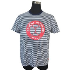 Brooks Brothers Mens L Striped Cotton T Shirt Graphic Short Sleeve Blue White
