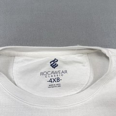 Rocawear Shirt Mens Big 4X White Thermal Waffle Knit Long Sleeve Crewneck