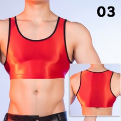 Lingerie Half Tank Top Glossy Vest Workout Sports Bras Sleeveless Undershirt