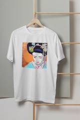 Japanese Aesthetic Art Geisha T-Shirt Cherry Blossom Oriental Gift Unisex Tee