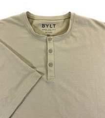 BYLT Basics Men’s Drop Cut Short Sleeve Henley Stretch Beige T-Shirt XXL