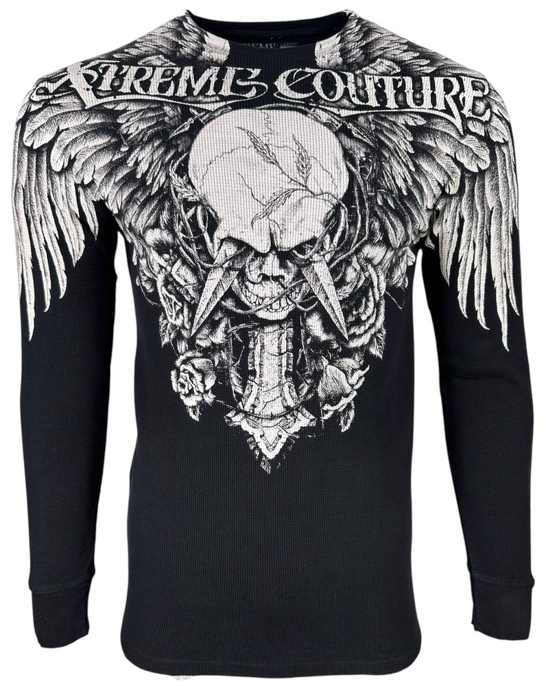 Xtreme Couture by Affliction Men’s Thermal Shirt Dagger Skull