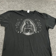 Gildan T-Shirt Mens Size XL Black Virgin Mary Nuestra Reyna Graphic Cotton Tee