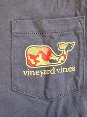 Vineyard Vines Blue Short Sleeve Pocket T-Shirt with Camo Whale Logo