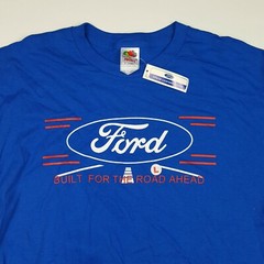 Vintage Y2K Ford Men’s Size L Retro Car Auto Blue Short Sleeve T Shirt 90s Logo