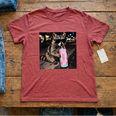 Funny Raccoon Graphic Tee Custom Any Drink Animal Lover Vintage Shirt