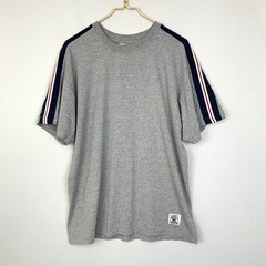 Vintage Russell Athletic Mens Large Gray W/ Jersey Stripes Sleeve Shoulder 90s