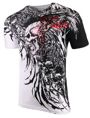 Xtreme Couture Affliction Men’s T-Shirt BRUTAL COMBAT White Skull Biker Tattoo