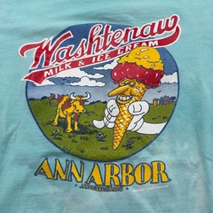 Vintage Washtenaw Milk & Ice Cream Ann Arbor Shirt Men’s Medium Teal Faded 80s