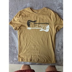 Banana Republic Mens Yellow Guitar Bass Music Graphic T-Shirt Size Medium