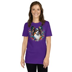 Colorful Splash Papillon Dog T-Shirt | Unisex Softstyle | Vibrant Graphic Tee