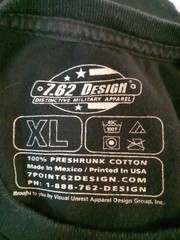 7.62 Design Men Black Print U.S Navy Hardcore American Sailors Tshirt Size Xl