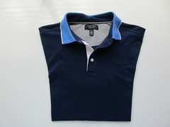 Nordstrom MENS SHOP Contrast Collar Short Sleeve Polo T-Shirt Navy L UPC95