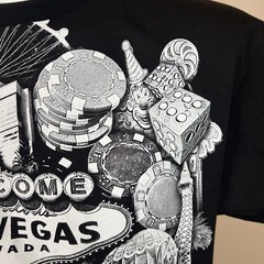 Las Vegas “City Of Lights” AOP T-Shirt Adult L Black & White All Over Print Y2K