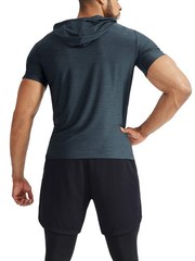 Men’s 3 Pack Dry Fit Running Shirt Workout Athletic Shirt with Hoods,Grey Bla…