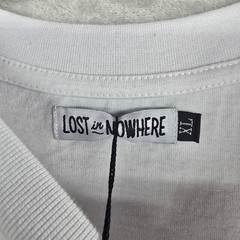 LINW LOST in NOWHERE Mens White Oversized Cropped tee T Shirt XL Handmade