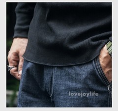 Non Stock Waffle Thermal Shirt 400g Heavyweight Fall Winter Long Sleeve Basic Sh