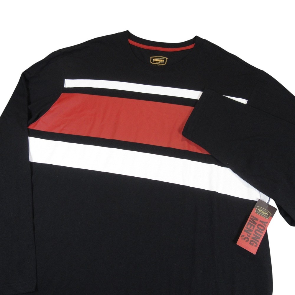 New Foundry Supply Co Mens T Shirt 3XL Black Red White Striped Cotton Polyester