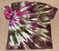 Handmade Ice Tie Dye T-Shirt 2XL Mens Womens Soft Cotton Plum Green Twist