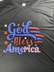 Fourth Of July God Bless America Red/White/Blue Black Shirt Men’s Large