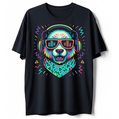 Retro DJ Panda T-Shirt, Headphones Rave EDM Festival Tee Vaporwave Music Gift