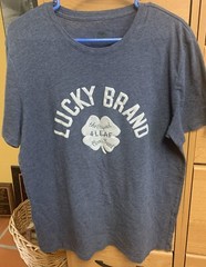LUCKY BRAND T-SHIRT MENS Large POLY COTTON RAYON BLEND GRAY4-LEAF CLOVER LA USA