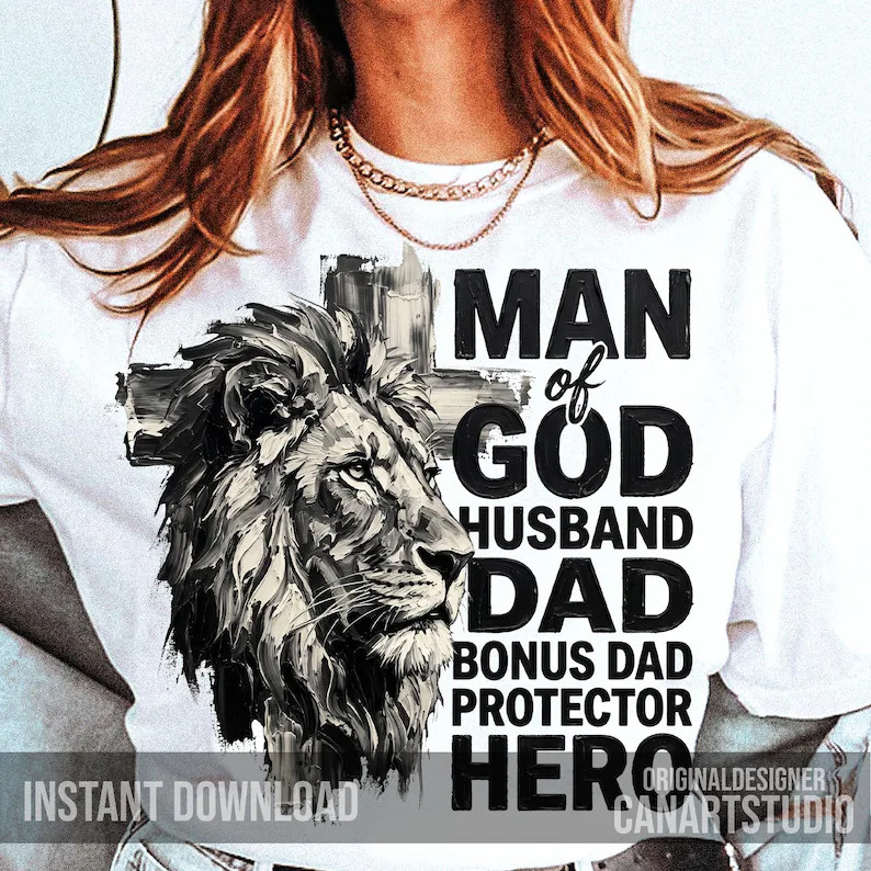 Man Of God Lion Gidan Tee Christian Father Religious Gift