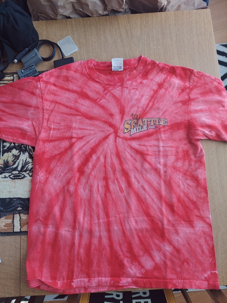 2001 Seattle Mile Dirt Track Racing T‑Shirt Medium Tie Dye Drag