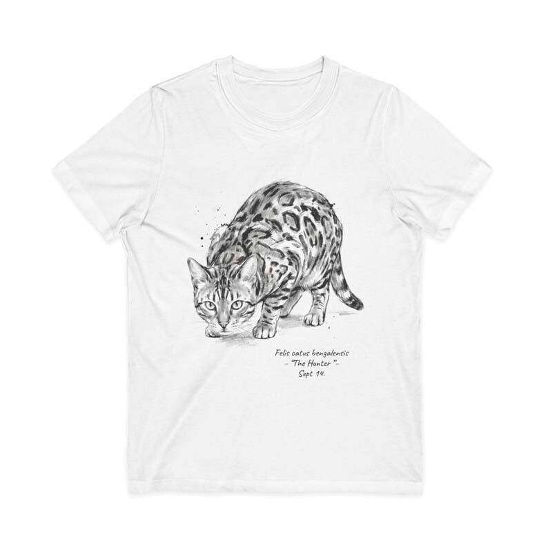 Bengal Cat Graphic Tee Wildlife Art Drawing T-shirt Men’s Women’s