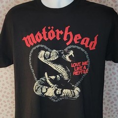 Motorhead Love Me Like A Reptile Band Tee, Men’s Size Black Gildan Heavy Cotton