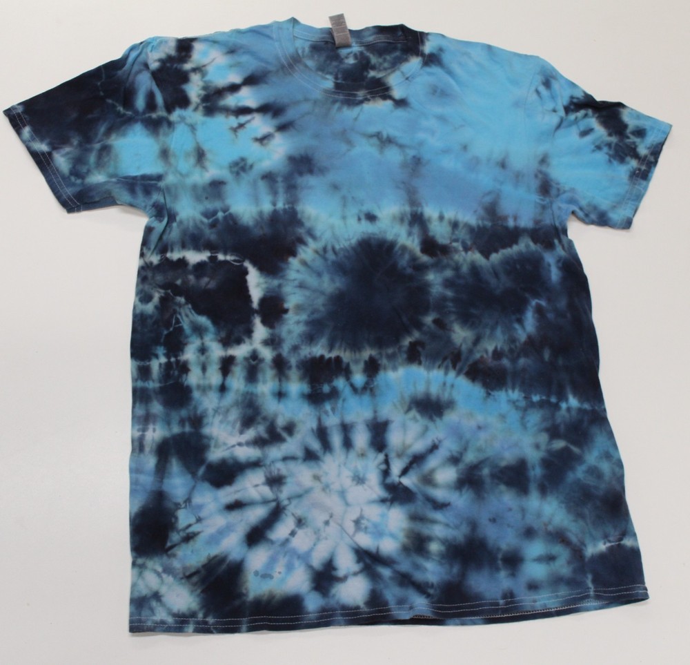 Tie Dye T-Shirt Adult L Blue Stormy Sky Gildan Softstyle Cotton Short Sleeve