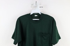 Vtg 90s Streetwear Mens Large Blank Short Sleeve Pocket T-Shirt Hunter Green USA