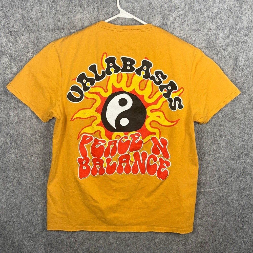 Valabasas Vintage Peace N Balance Graphic T-Shirt Men’s XL Yellow Short Sleeve