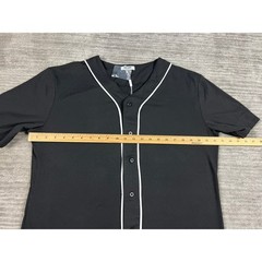 COOFANDY Baseball Jersey Mens Medium Black Short Sleeve Button Down Piping NEW