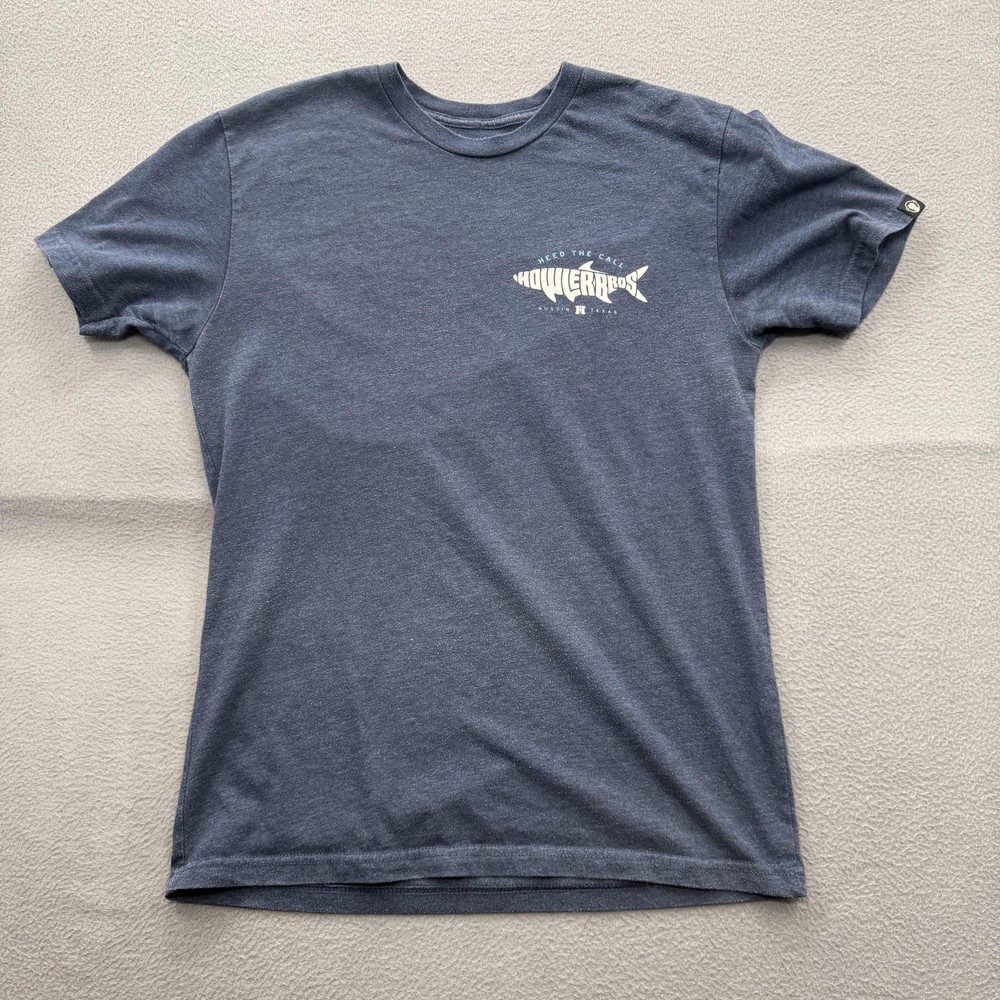 Howler Bros Shirt Mens Medium Blue Heed The Call Fish Graphic Logo Tee Tagless