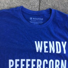 Routine Men Large Short Sleeve Shirt Blue Wendy Peffercorn Is A Dime Baseball
