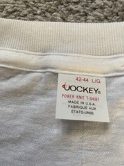 Vtg Jockey Power Knit T Shirt Sz L White Crewneck Made In USA Single Stitch NEW