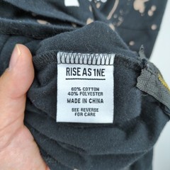 Rise As 1ne Men Small Colored Paint Patched Zipper Yeezy Longline T Shirt Black